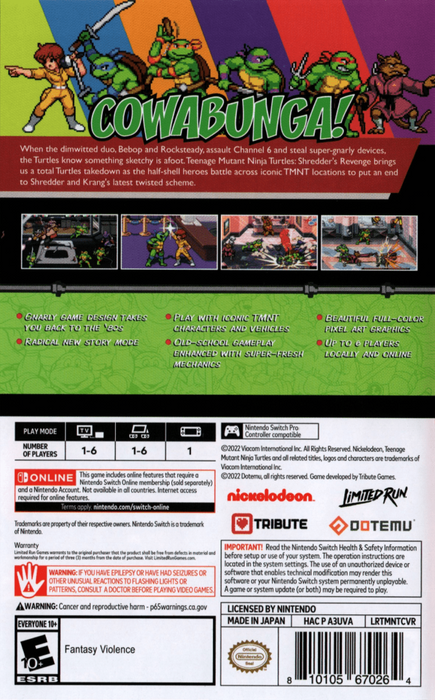 Teenage Mutant Ninja Turtles: Shredder's Revenge – Nintendo Switch (NS) - for just $34.99! 
