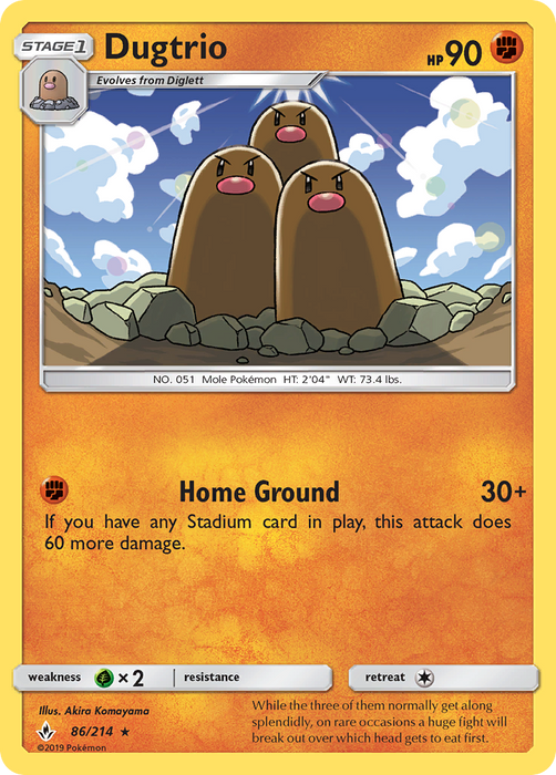 Dugtrio (86/214) [Sun & Moon: Unbroken Bonds] - Just $0.10! Shop now at Retro Gaming of Denver