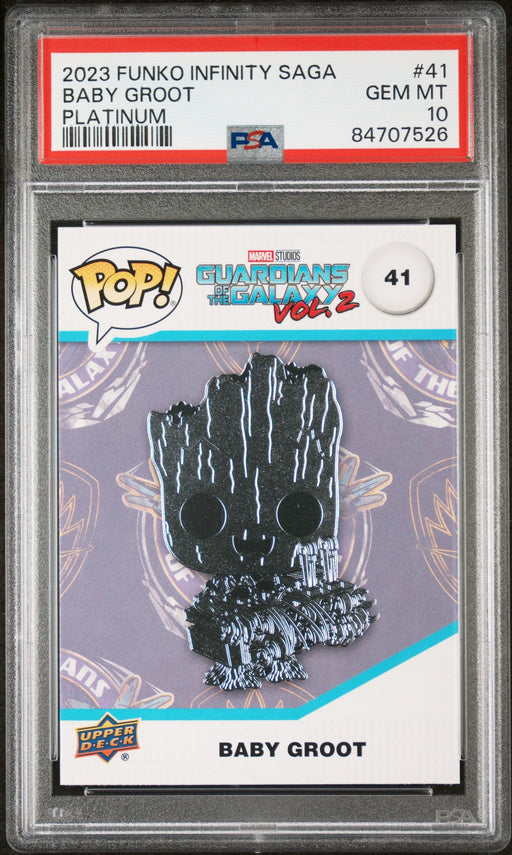 2023 UPPER DECK FUNKO POP MARVEL  BABY GROOT PLATINUM #41  PSA 10 - for just $54! 