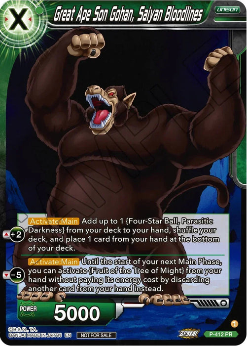 Great Ape Son Gohan, Saiyan Bloodlines (Zenkai Series Tournament Pack Vol.1) (P-412) [Tournament Promotion Cards] - for just $0.10! 