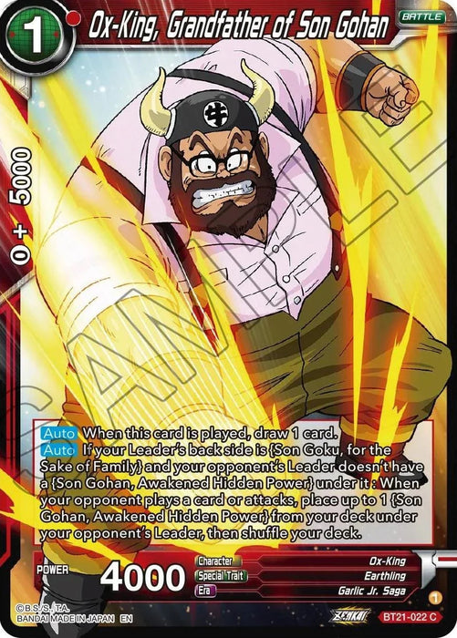 Ox-King, Grandfather of Son Gohan (BT21-022) [Wild Resurgence] - for just $0.10! 