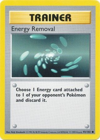 Energy Removal (92/102) [Base Set Shadowless Unlimited] - Just $0.20! Shop now at Retro Gaming of Denver