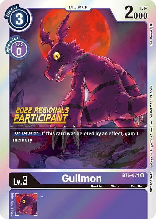 Guilmon [BT5-071] (2022 Championship Offline Regional) (Online Participant) [Battle of Omni Promos] - Just $0.70! Shop now at Retro Gaming of Denver