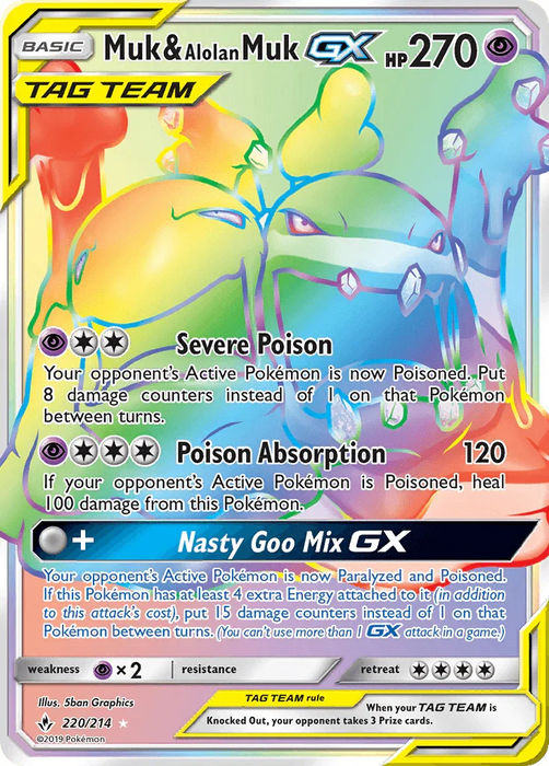 Muk & Alolan Muk GX (220/214) [Sun & Moon: Unbroken Bonds] - for just $14.50! 