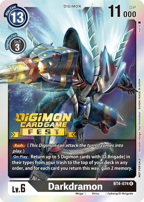 Darkdramon [BT4-074] (Digimon Card Game Fest 2022) [Great Legend Promos] - Just $0.15! Shop now at Retro Gaming of Denver