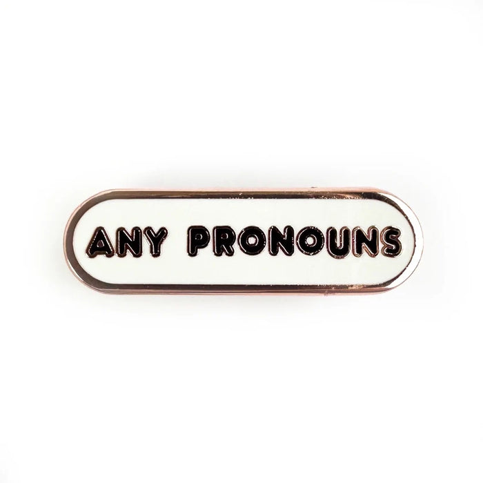 Pride Pals Pronoun Enamel Pin - Any Pronouns (White) - for just $10! 