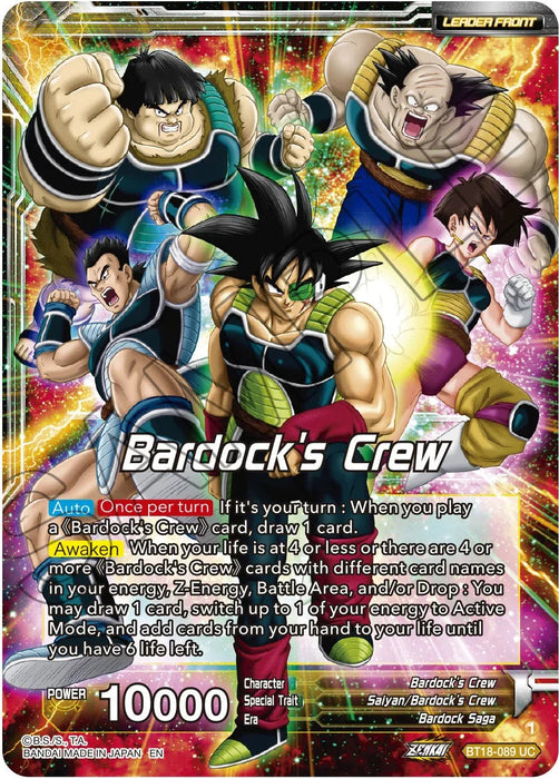 Bardock's Crew // Bardock, Inherited Will (BT18-089) [Dawn of the Z-Legends] - for just $0.10! 