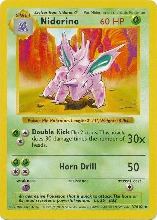 Nidorino (37/102) [Base Set Shadowless Unlimited] - Just $0.35! Shop now at Retro Gaming of Denver