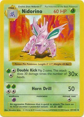 Nidorino (37/102) [Base Set Shadowless Unlimited] - for just $3.15! 