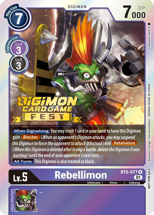 Rebellimon [BT6-077] (Digimon Card Game Fest 2022) [Double Diamond Promos] - Just $0.09! Shop now at Retro Gaming of Denver