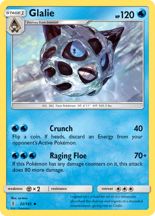 Glalie (32/145) [Sun & Moon: Guardians Rising] - Just $0.05! Shop now at Retro Gaming of Denver