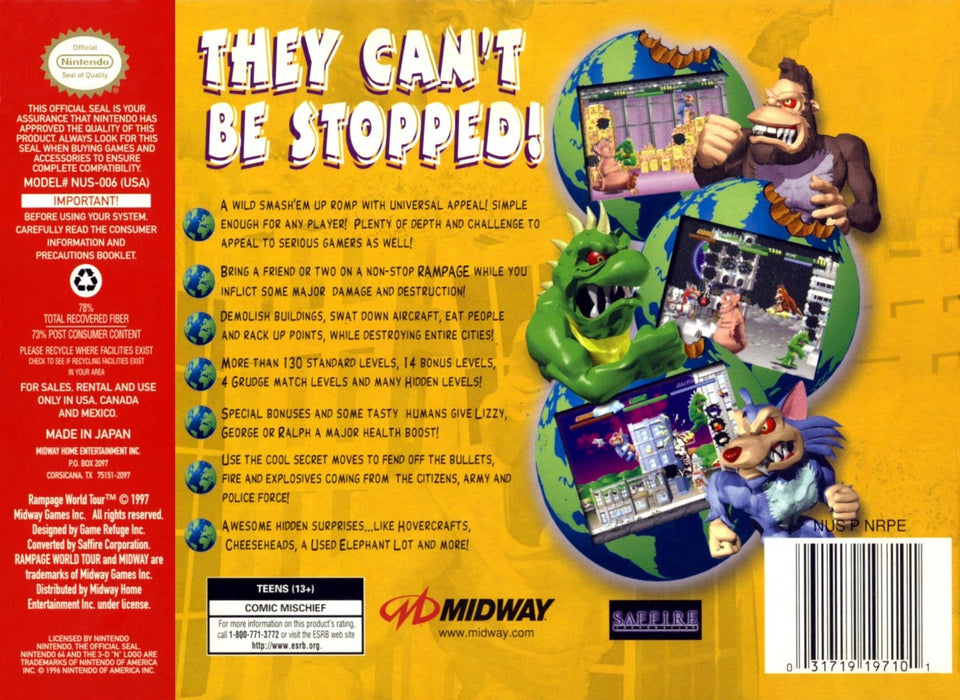 Rampage World Tour – Nintendo 64 (N64) - for just $34.99! 