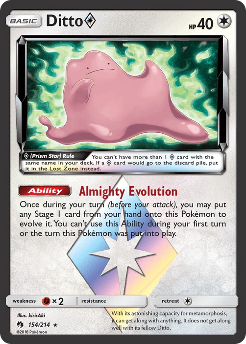 Ditto (154/214) (Prism Star) [Sun & Moon: Lost Thunder] - for just $7.75! 