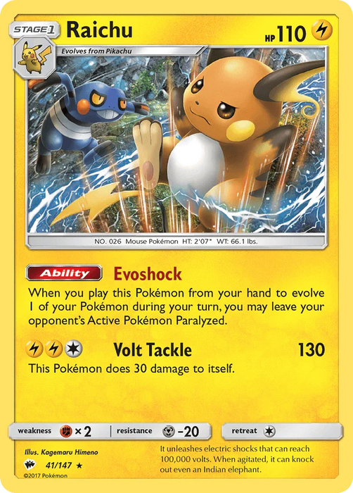 Raichu (41/147) [Sun & Moon: Burning Shadows] - for just $0.45! 