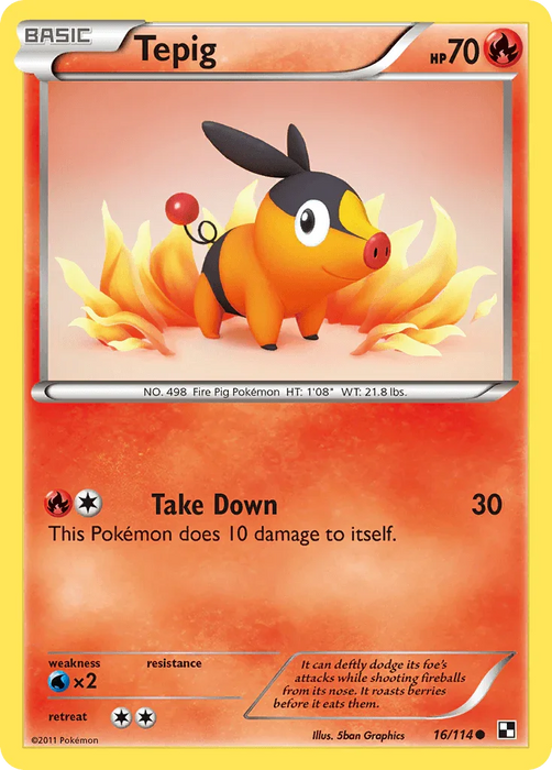 Tepig (16/114) [Black & White: Base Set] - for just $0.15! 