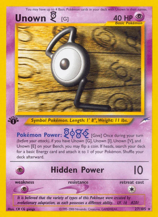 Unown [G] (27/105) [Neo Destiny 1st Edition] - for just $5! 