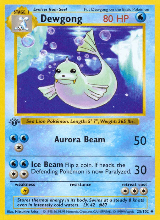 Dewgong (25/102) (Shadowless) [Base Set 1st Edition] - for just $7.60! 