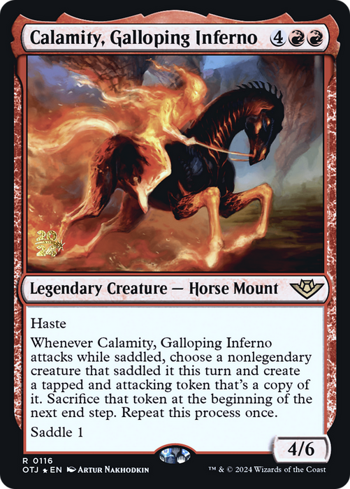 Calamity, Galloping Inferno (PRE-116) - Outlaws of Thunder Junction Promos Foil - for just $0.16! 