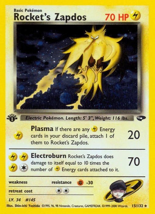 Rocket's Zapdos (15/132) [Gym Challenge 1st Edition] - for just $81.35! 