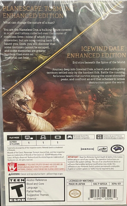 Planescape: Torment Enhanced Edition & Icewind Dale Enhanced Edition – Nintendo Switch (NS) - for just $24.99! 