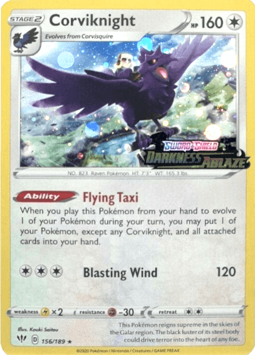 Corviknight (156/189) (Cosmos Holo) [Sword & Shield: Darkness Ablaze] - for just $9.25! 