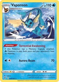 Vaporeon (030/185) [Sword & Shield: Vivid Voltage] - for just $0.20! 