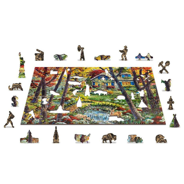 A Cottage in the Woods 400 Piece Wood Jigsaw Puzzle Wooden City - for just $24.99! 