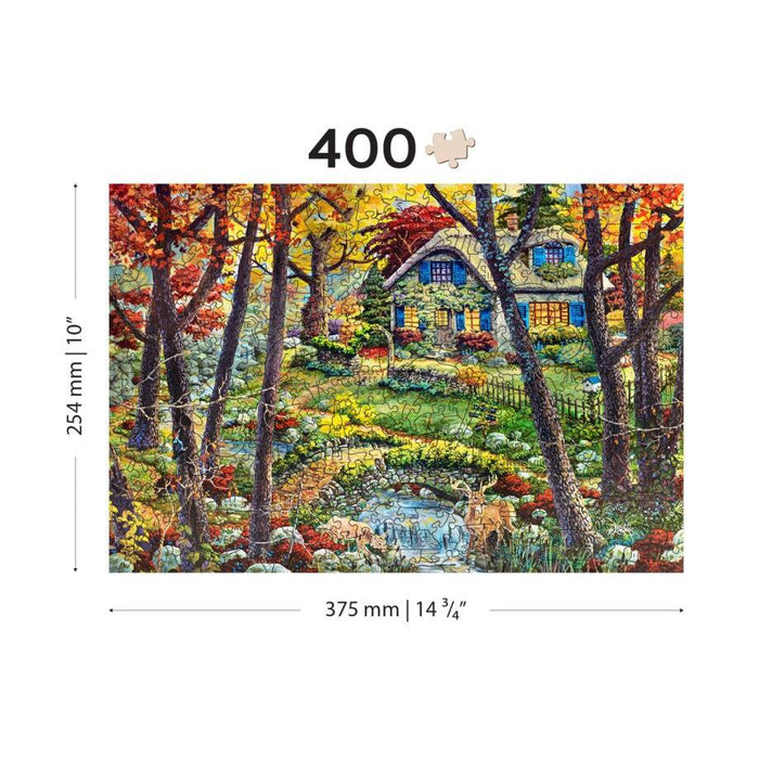 A Cottage in the Woods 400 Piece Wood Jigsaw Puzzle Wooden City - for just $24.99! 
