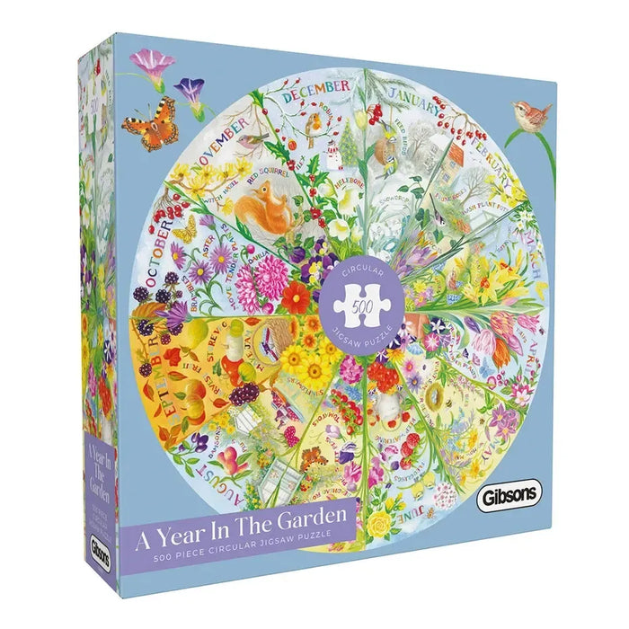 A Year in the Garden 500 Piece Round Jigsaw Puzzle Gibsons - for just $19.99! 