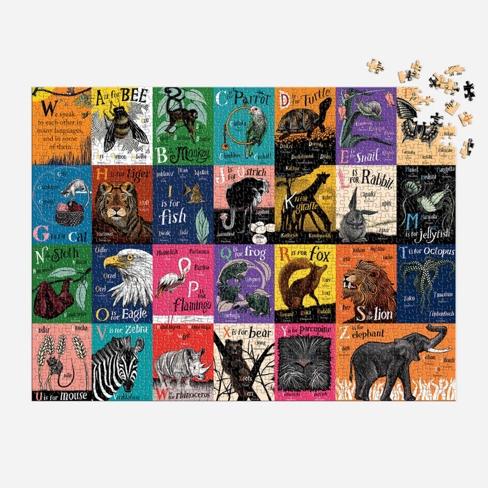 A is for Bee - An Alphabet in Translation 1000 Piece Jigsaw Puzzle Mudpuppy New - for just $17.99! 