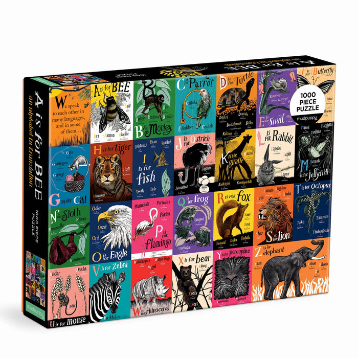 A is for Bee - An Alphabet in Translation 1000 Piece Jigsaw Puzzle Mudpuppy New - for just $17.99! 