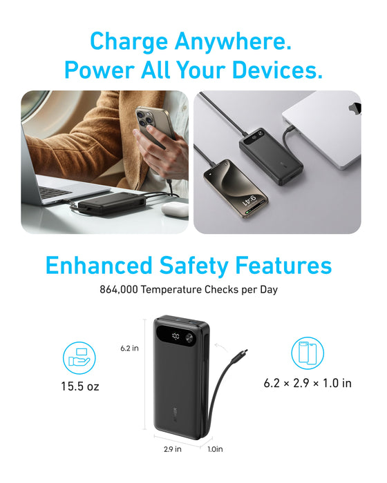 Anker Power Bank (20K, 87W, Built-In USB-C Cable) - for just $69.99! 