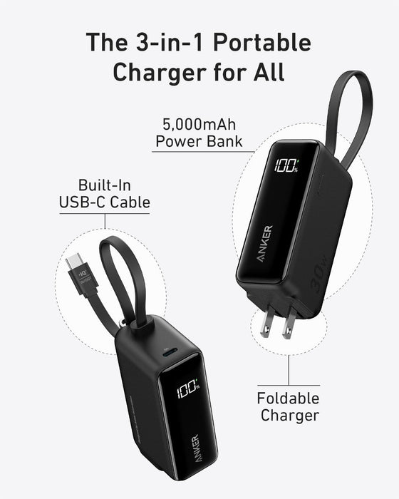 Anker Power Bank (30W, 5k,  Fusion, Built-In USB-C Cable) - for just $39.99! 