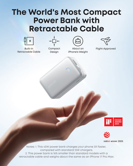 Anker Nano Power Bank (10K, 45W, Built-In Retractable USB-C Cable) - for just $59.99! 