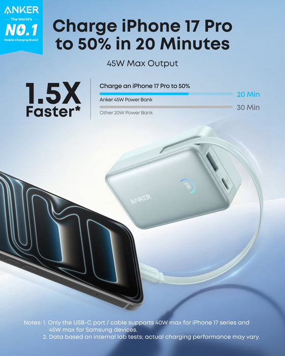 Anker Nano Power Bank (10K, 45W, Built-In Retractable USB-C Cable) - for just $59.99! 