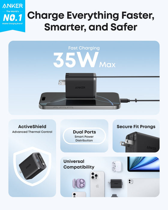 Anker Nano Charger (35W, Built-In Retractable USB-C Cable) - for just $39.99! 