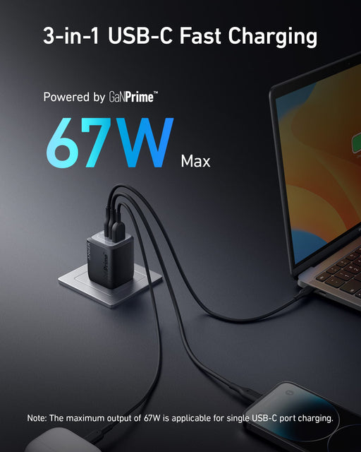 Anker Prime 67W GaN Wall Charger (3 Ports) - for just $49.99! 
