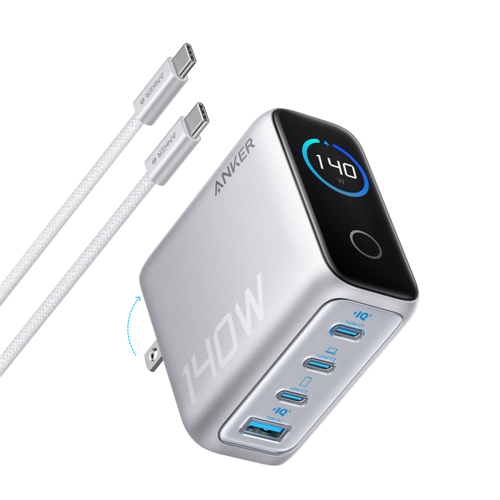 Anker Charger (140W, 4-Port, PD 3.1) with USB-C Cable - for just $89.99! 