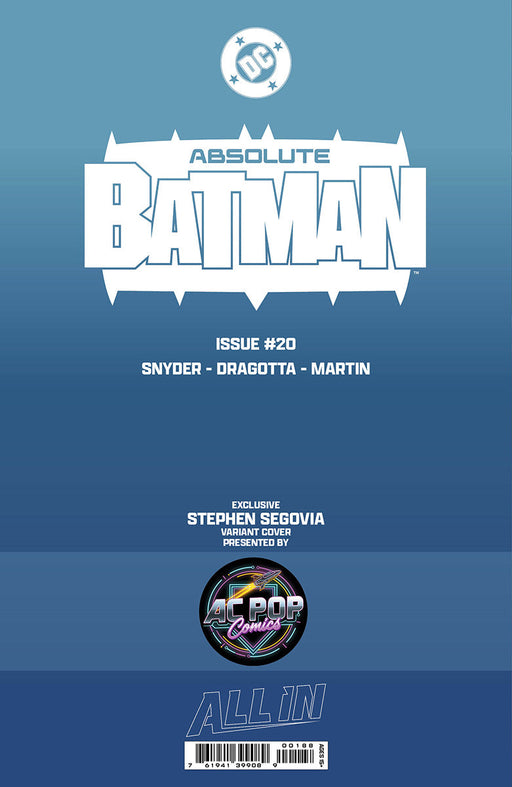 ABSOLUTE BATMAN #20 STEPHEN SEGOVIA EXCLUSIVE VIRGIN VAR (05/13/2026) - for just $30! 