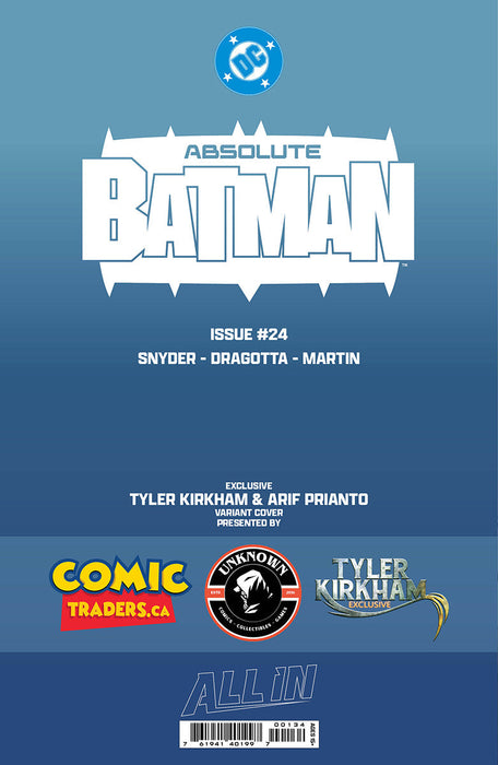 [FOIL] ABSOLUTE BATMAN #24 TYLER KIRKHAM BATTLE DAMAGED THE BAT EXCLUSIVE VIRGIN VAR (09/23/2026) - for just $50! 