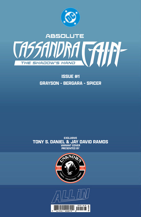 ABSOLUTE CASSANDRA CAIN THE SHADOW'S HAND #1 (ONE SHOT) TONY DANIEL EXCLUSIVE VAR (09/09/2026) (09/16/2026) - for just $15! 