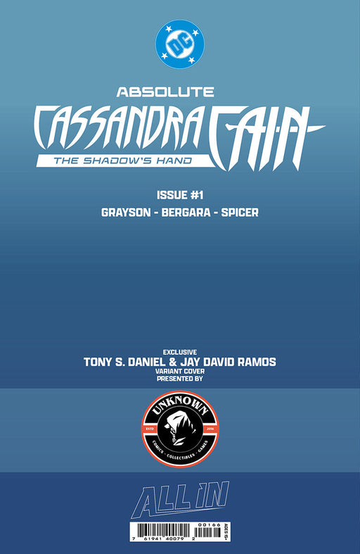 ABSOLUTE CASSANDRA CAIN THE SHADOW'S HAND #1 (ONE SHOT) TONY DANIEL EXCLUSIVE VIRGIN VAR (09/09/2026) (09/16/2026) - for just $30! 
