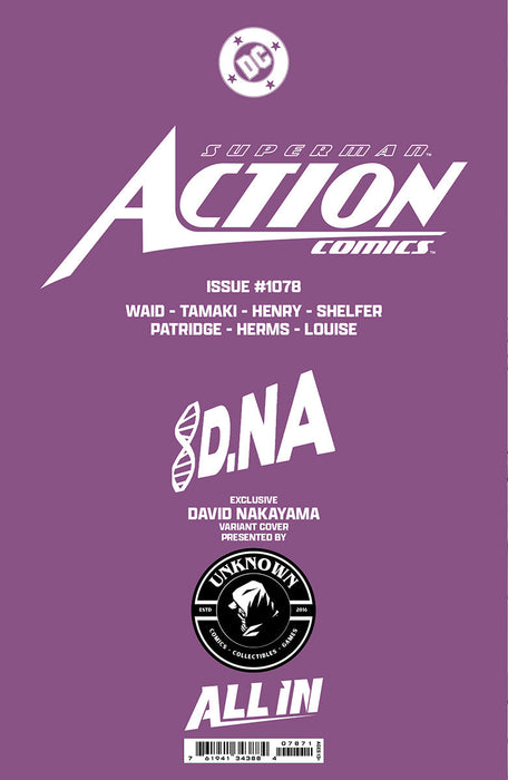 [FOIL] ACTION COMICS #1078 UNKNOWN COMICS DAVID NAKAYAMA EXCLUSIVE VIRGIN CONVENTION PREMIUM VAR (12/04/2024) - for just $50! 