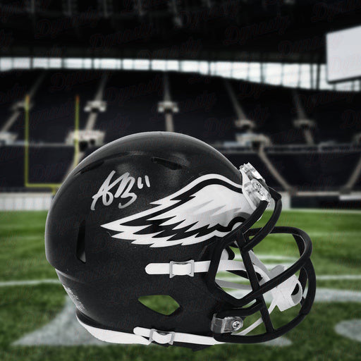 AJ Brown Philadelphia Eagles Autographed Black Alternate Football Mini-Helmet - Premium Autographed Mini-Helmets - Just $199.99! Shop now at Retro Gaming of Denver