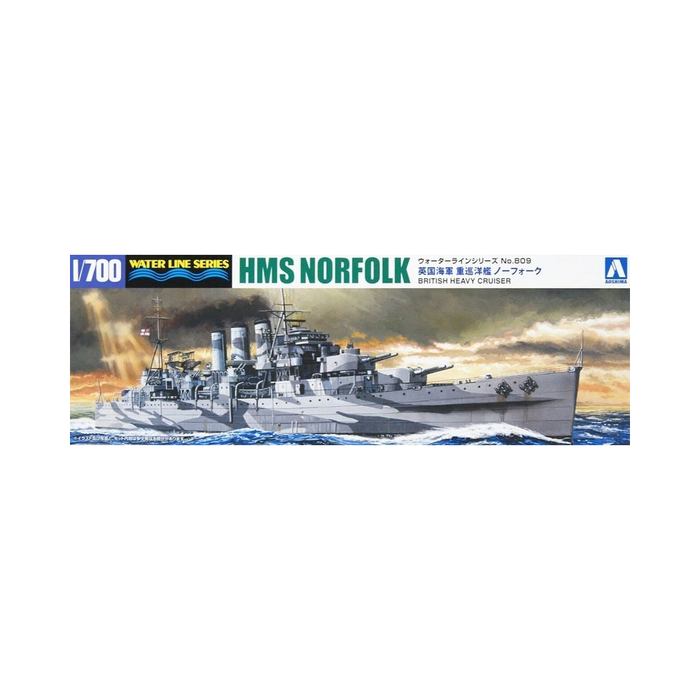 Aoshima: 1/700 HMS Norfolk British Heavy Cruiser Scale Model Kit #809 - for just $26.99! 