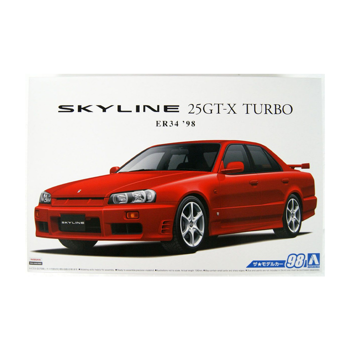 Aoshima: 1/24 NISSAN ER34 SKYLINE 25GT-X TURBO '98 Scale Model Kit #98 - for just $39.99! 