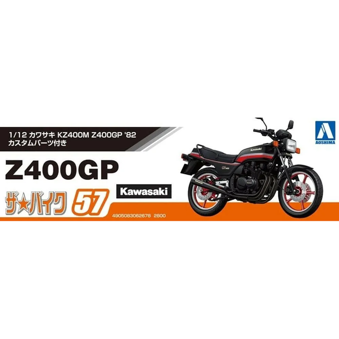 Aoshima: 1/12 Kawasaki KZ400M Z400GP '82 with Custom Parts Scale Model Kit #57 - for just $28.99! 