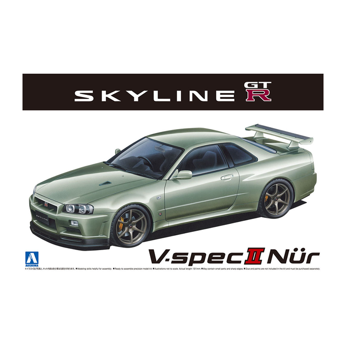 Aoshima: 1/24 Nissan BNR34 Skyline GT-R V-SpecII Nur. '02 Scale Model Kit #134 - for just $39.99! 