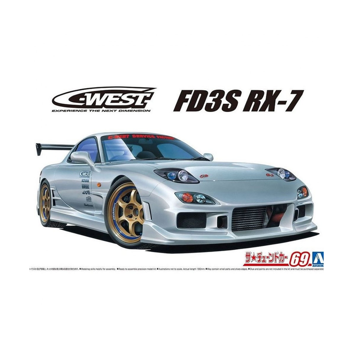 Aoshima: 1/24 The Tuned Car - FD3S RX-7 C-WEST Mazda '99 Scale Model Kit #69 - for just $39.99! 