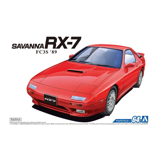 Aoshima: 1/24 Mazda FC3S Savanna RX-7 '89 Scale Model Kit #64 - for just $39.99! 